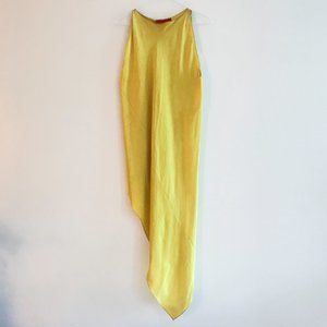 SHAMASK YELLOW ASYMMETRICAL SILK DRESS - NO SIZE TAG BUT FITS UP TO M